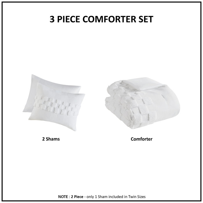 Ebern Designs Onier 3 Piece Chenille Comforter Set & Reviews Wayfair